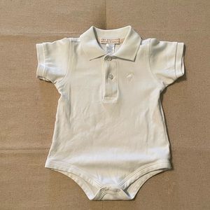 TBBC Prime and Proper White pima cotton polo onesie